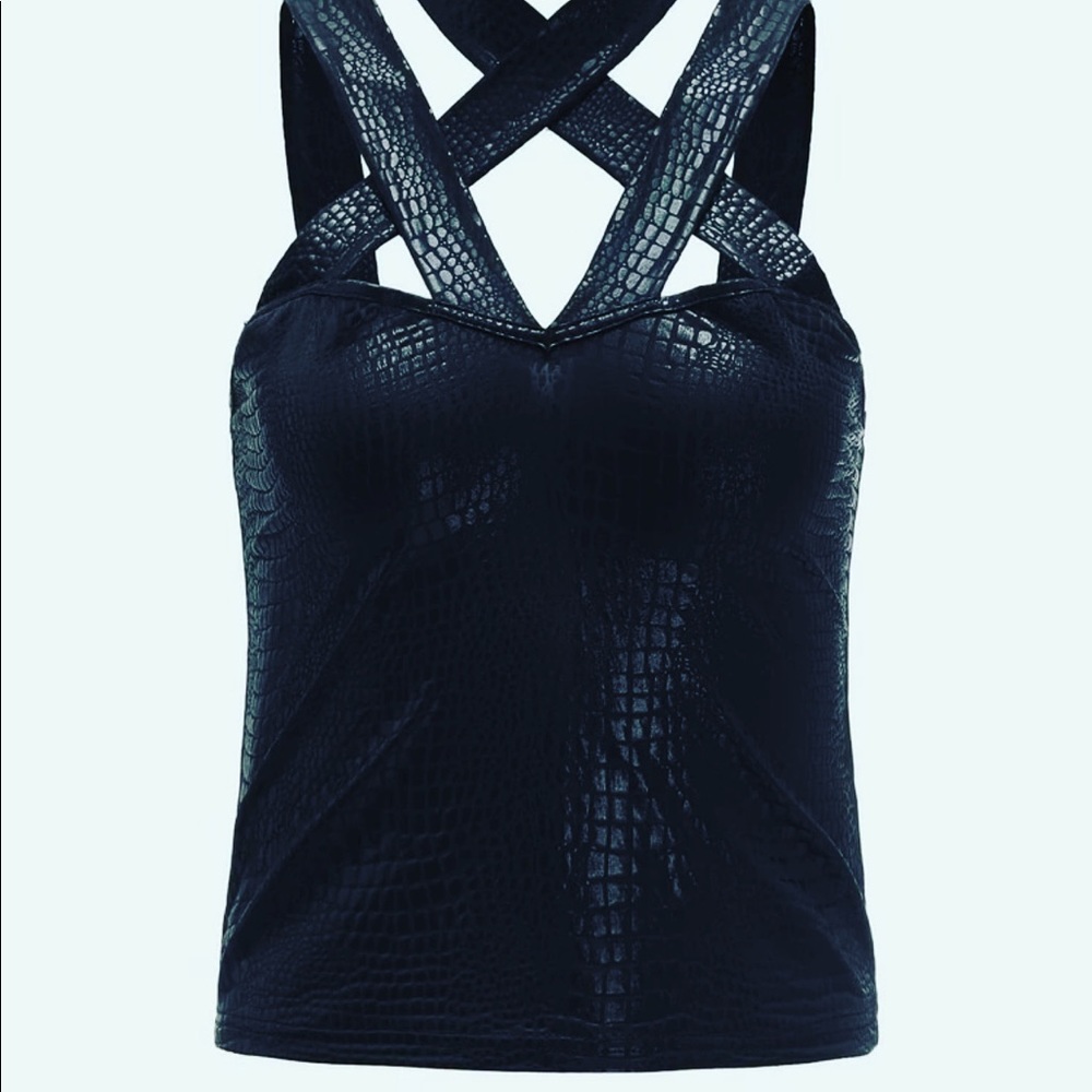 Strappy Plus Size Choker Blouse - Picture 4 of 5